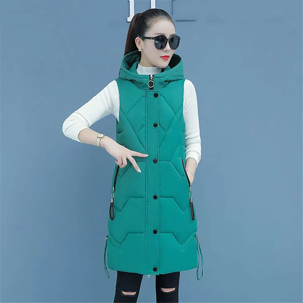 Spring Autumn Women Vest Cotton Waistcoat Plus Size Long Slim Padded Student Coat
