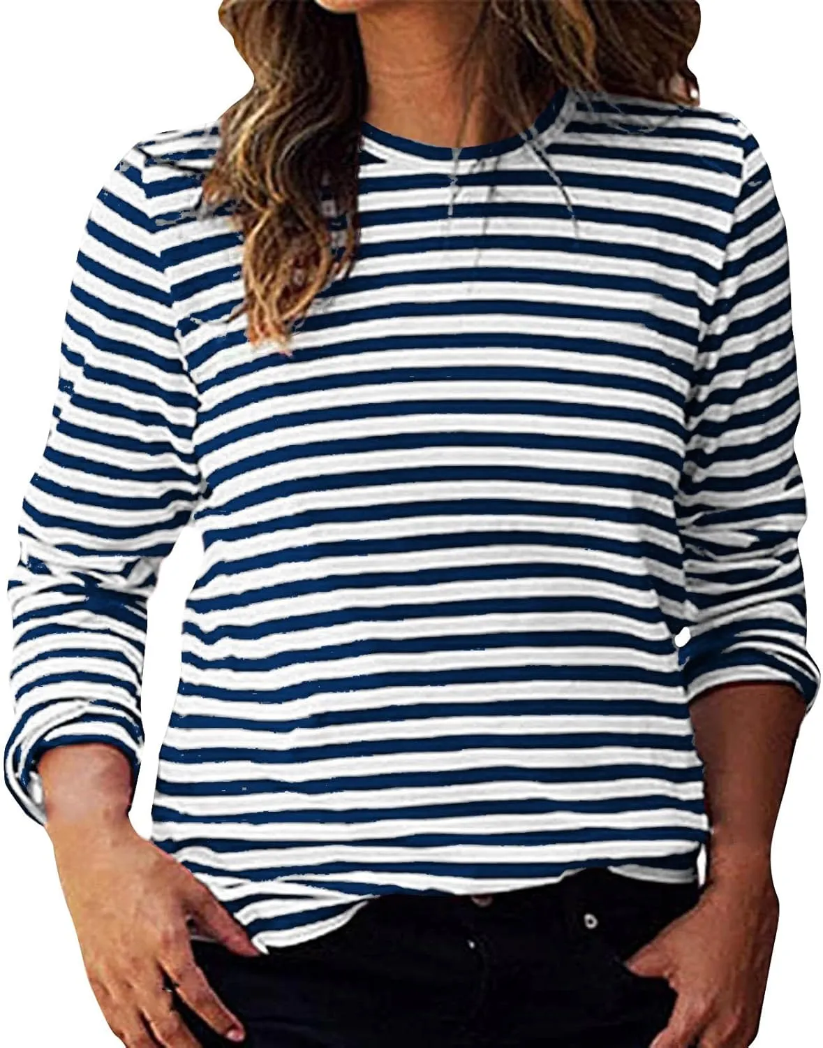 Stripe Sweatshirts for Women Long Sleeve Crew Neck Sweatshirt Color Block Sweatshirt Oversized Sweatshirt Pullover