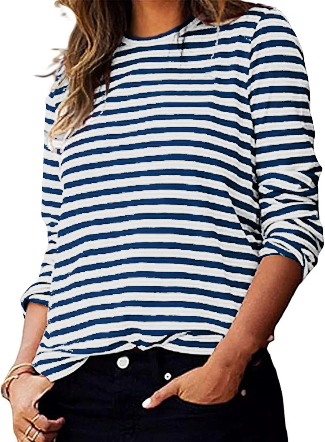 Stripe Sweatshirts for Women Long Sleeve Crew Neck Sweatshirt Color Block Sweatshirt Oversized Sweatshirt Pullover