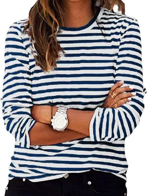 Stripe Sweatshirts for Women Long Sleeve Crew Neck Sweatshirt Color Block Sweatshirt Oversized Sweatshirt Pullover
