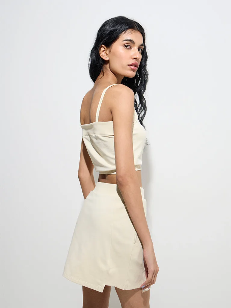 Studiofit Light Beige Cotton-Blend Top