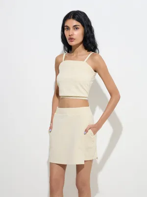 Studiofit Light Beige Cotton-Blend Top