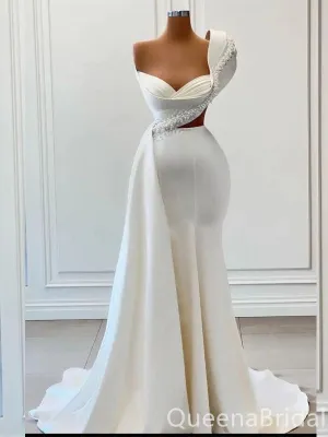 Stunning Beaded One Shoulder Mermaid Party Dress Long Prom Dresses to Impress ,WGP1619