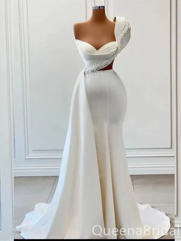 Stunning Beaded One Shoulder Mermaid Party Dress Long Prom Dresses to Impress ,WGP1619