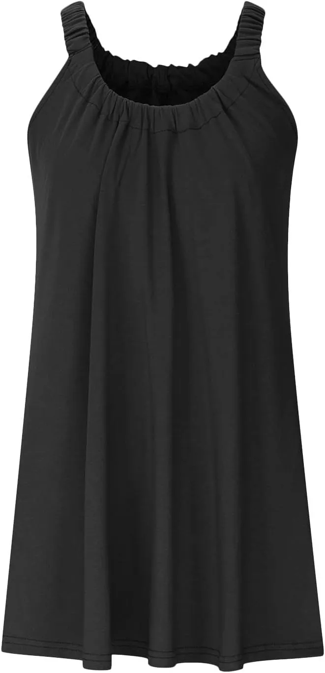 Summer Dresses for Women 2025 Trendy Halter U Neck Sun Dress Casual Loose Fit Beach Cover Up Vacation Mini Dresses
