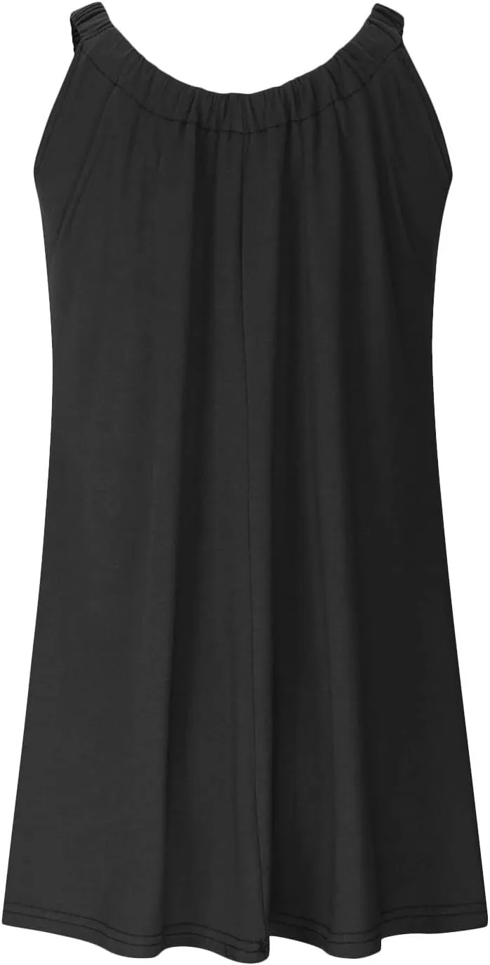 Summer Dresses for Women 2025 Trendy Halter U Neck Sun Dress Casual Loose Fit Beach Cover Up Vacation Mini Dresses