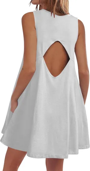 Summer Dresses for Women 2025 Vacation Boho Beach Backless Cover Up Ruffle Mini Dress Casual Loose Flowy Sun Dress