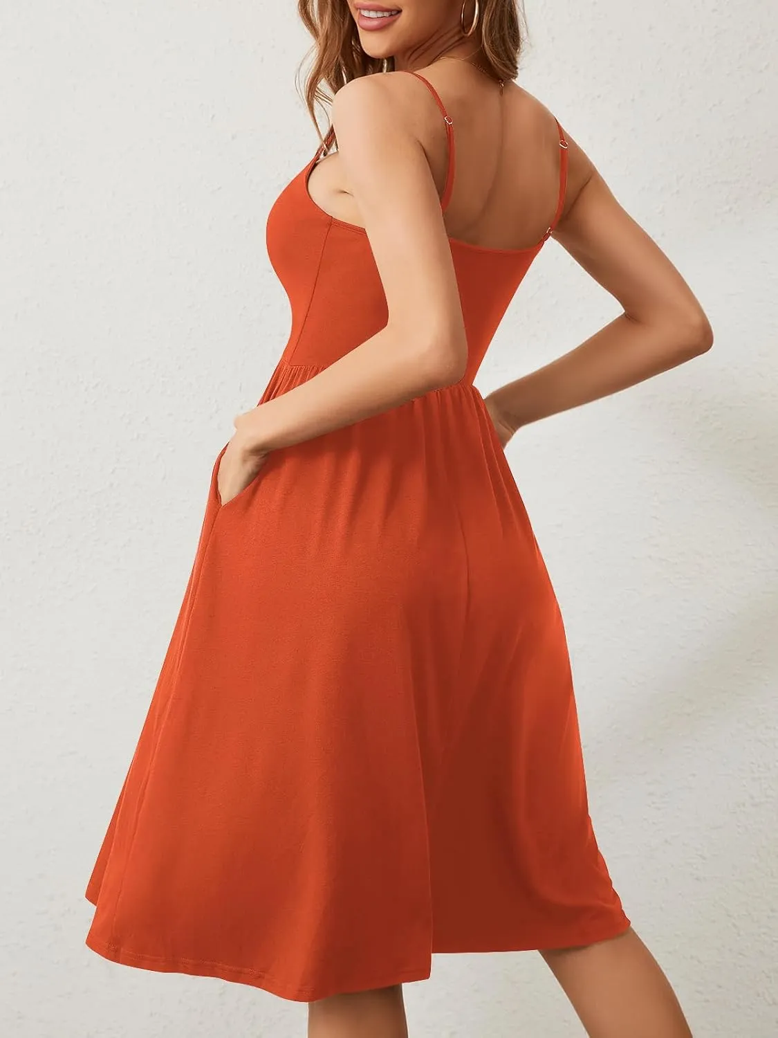 Sundresses for Women 2025 with Pockets Sleeveless Spaghetti Strap Aline Summer Dresses