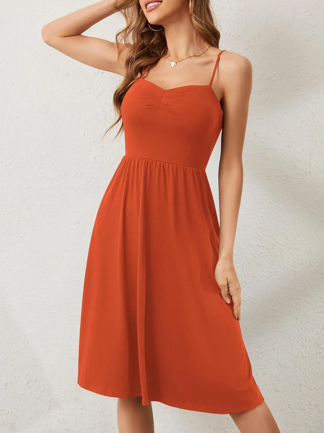 Sundresses for Women 2025 with Pockets Sleeveless Spaghetti Strap Aline Summer Dresses