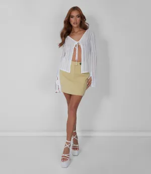 Tailored Button Detail Mini Skirt Lime