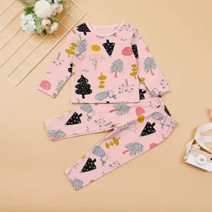 Toddler Boys Cartoon Tree Printed Top & Pants Boys Wholesale Clothes