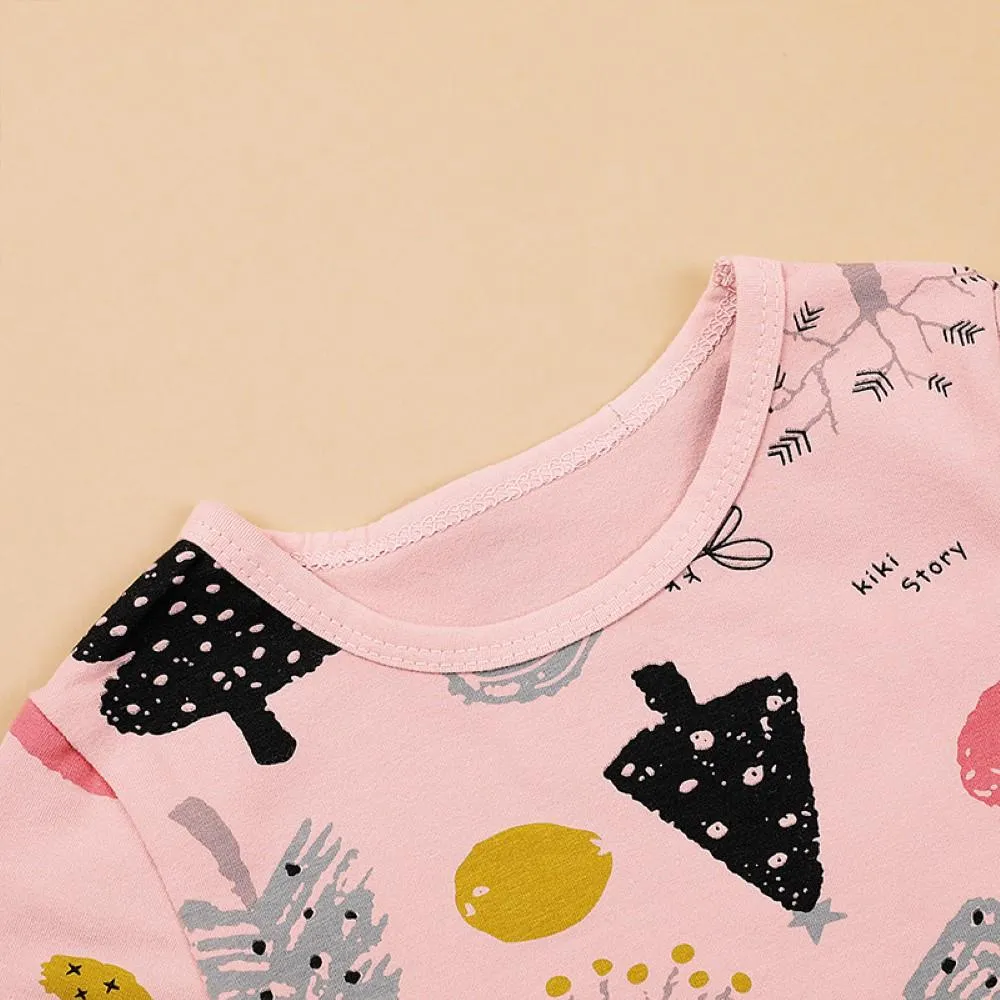 Toddler Boys Cartoon Tree Printed Top & Pants Boys Wholesale Clothes