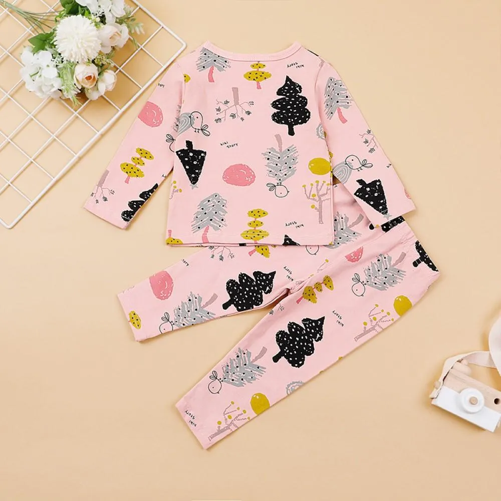 Toddler Boys Cartoon Tree Printed Top & Pants Boys Wholesale Clothes