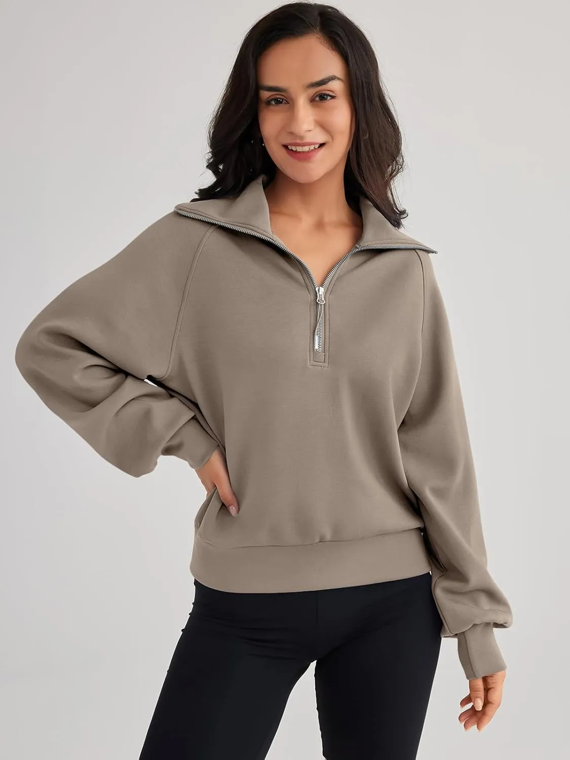 Trendy Queen Womens Oversized Sweatshirts Half Zip Pullover Long Sleeve Quarter Zip Hoodies Teen Girls Fall Y2K Clothes