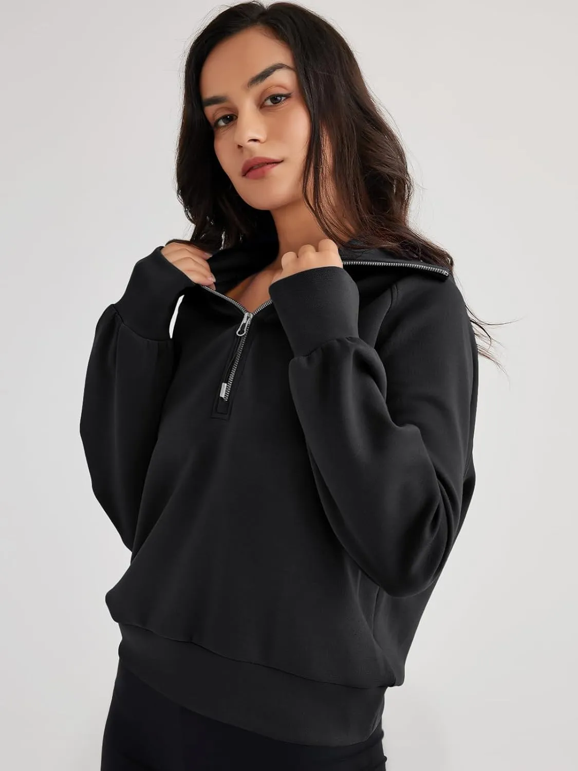 Trendy Queen Womens Oversized Sweatshirts Half Zip Pullover Long Sleeve Quarter Zip Hoodies Teen Girls Fall Y2K Clothes