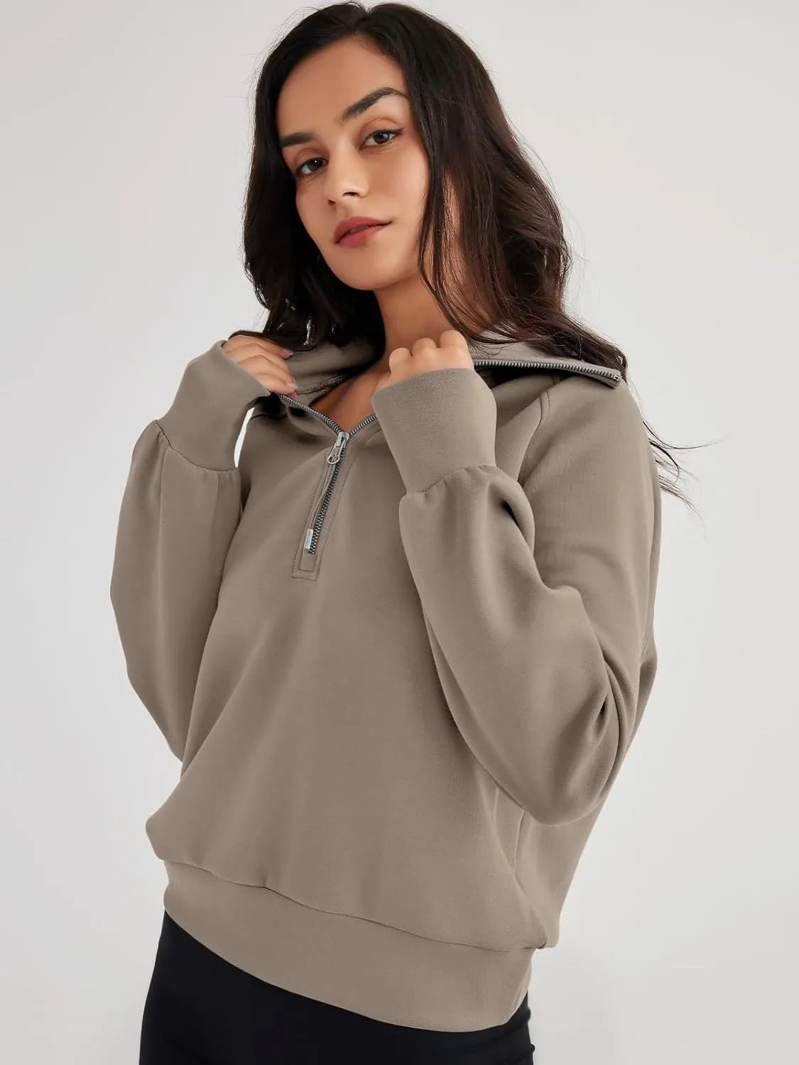 Trendy Queen Womens Oversized Sweatshirts Half Zip Pullover Long Sleeve Quarter Zip Hoodies Teen Girls Fall Y2K Clothes
