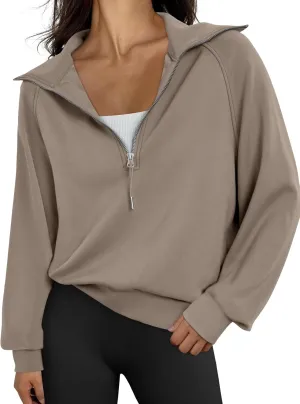 Trendy Queen Womens Oversized Sweatshirts Half Zip Pullover Long Sleeve Quarter Zip Hoodies Teen Girls Fall Y2K Clothes