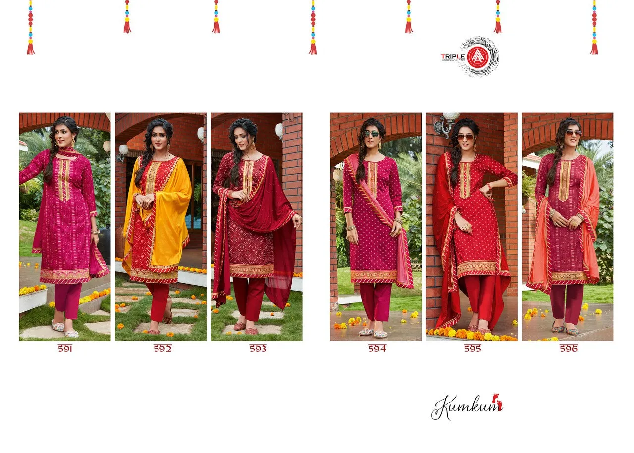 Triple Aaa Presents Kumkum Jam Printed Casual Wear Salwar Suits