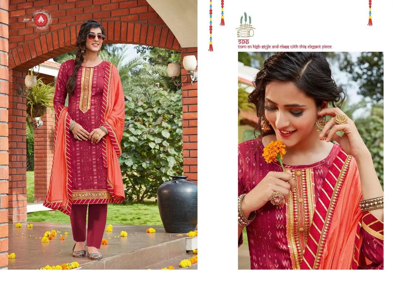 Triple Aaa Presents Kumkum Jam Printed Casual Wear Salwar Suits