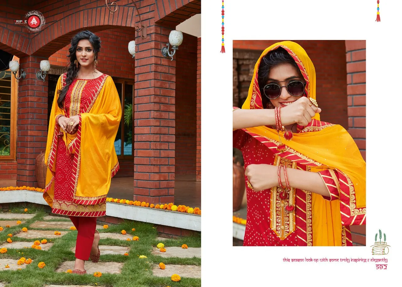 Triple Aaa Presents Kumkum Jam Printed Casual Wear Salwar Suits