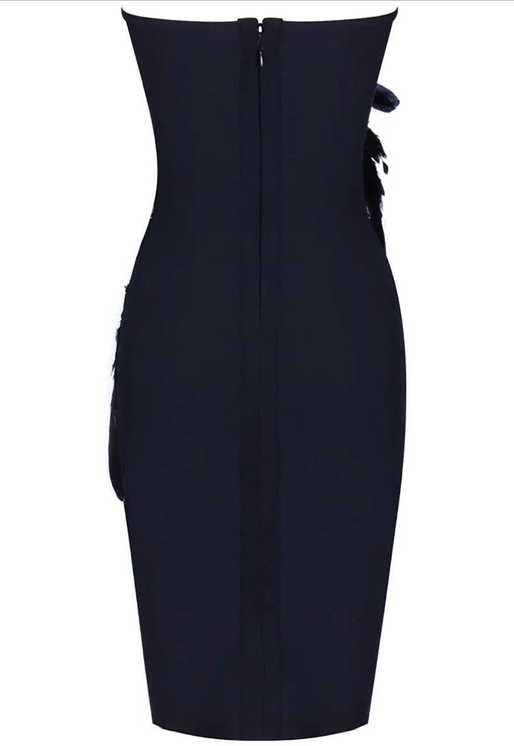 Unique- sexy feather bodycon bandage dress