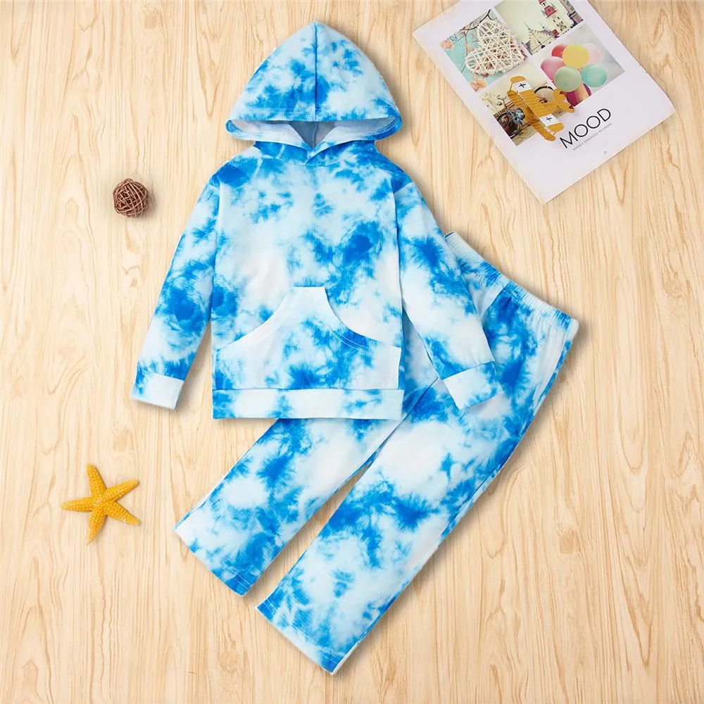 Unisex Tie Dye Hooded Long Sleeve Jumper & Pants Kids Wholesale Clothing