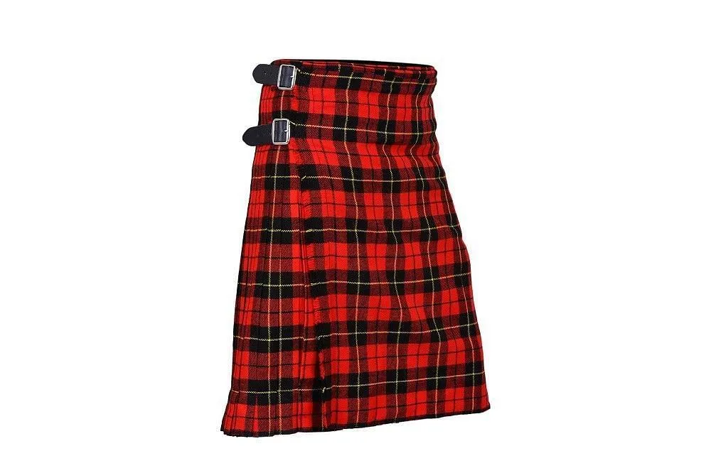 Wallace Scottish Men's Kilt Set Professional Tartan Traditional Highland Dress Tartan Kilt 24" Drop