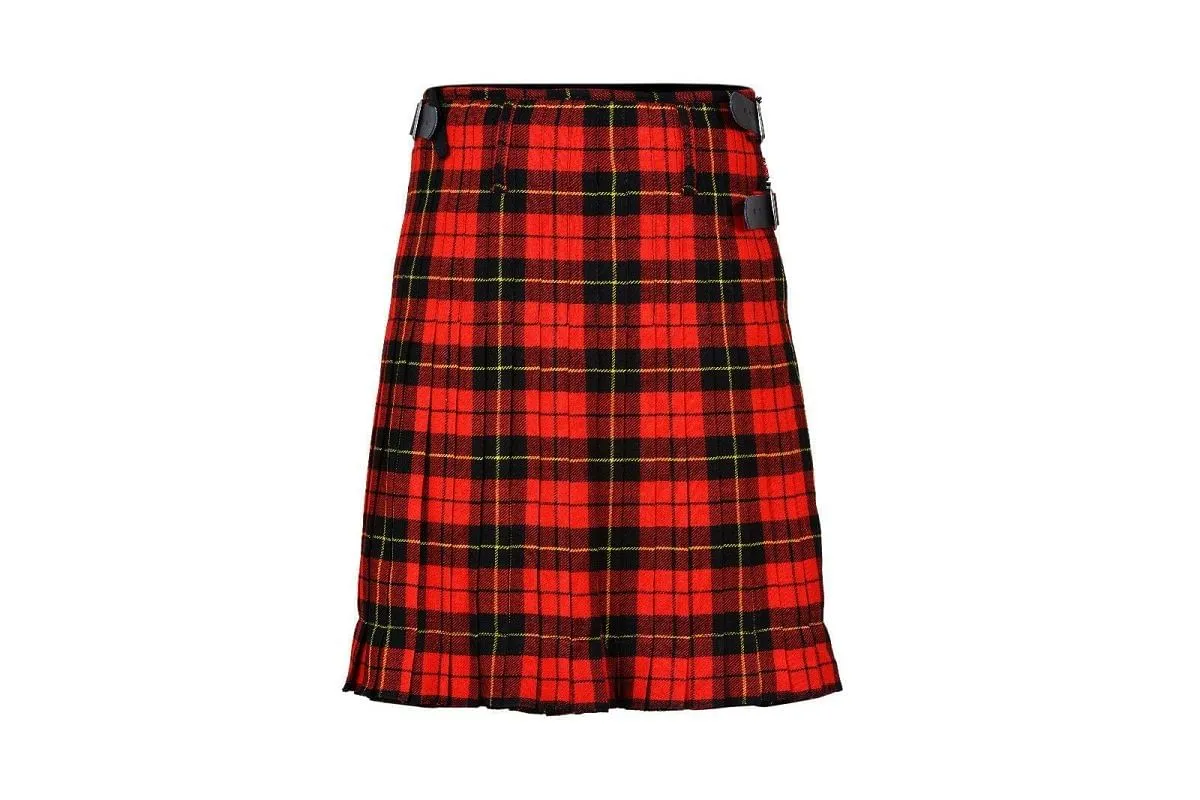 Wallace Scottish Men's Kilt Set Professional Tartan Traditional Highland Dress Tartan Kilt 24" Drop