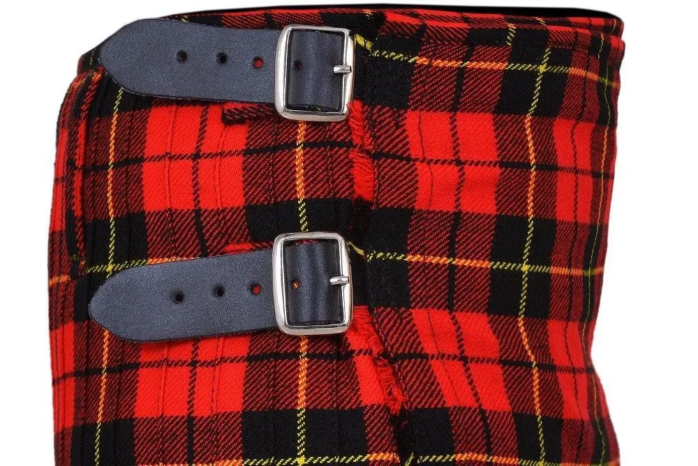 Wallace Scottish Men's Kilt Set Professional Tartan Traditional Highland Dress Tartan Kilt 24" Drop
