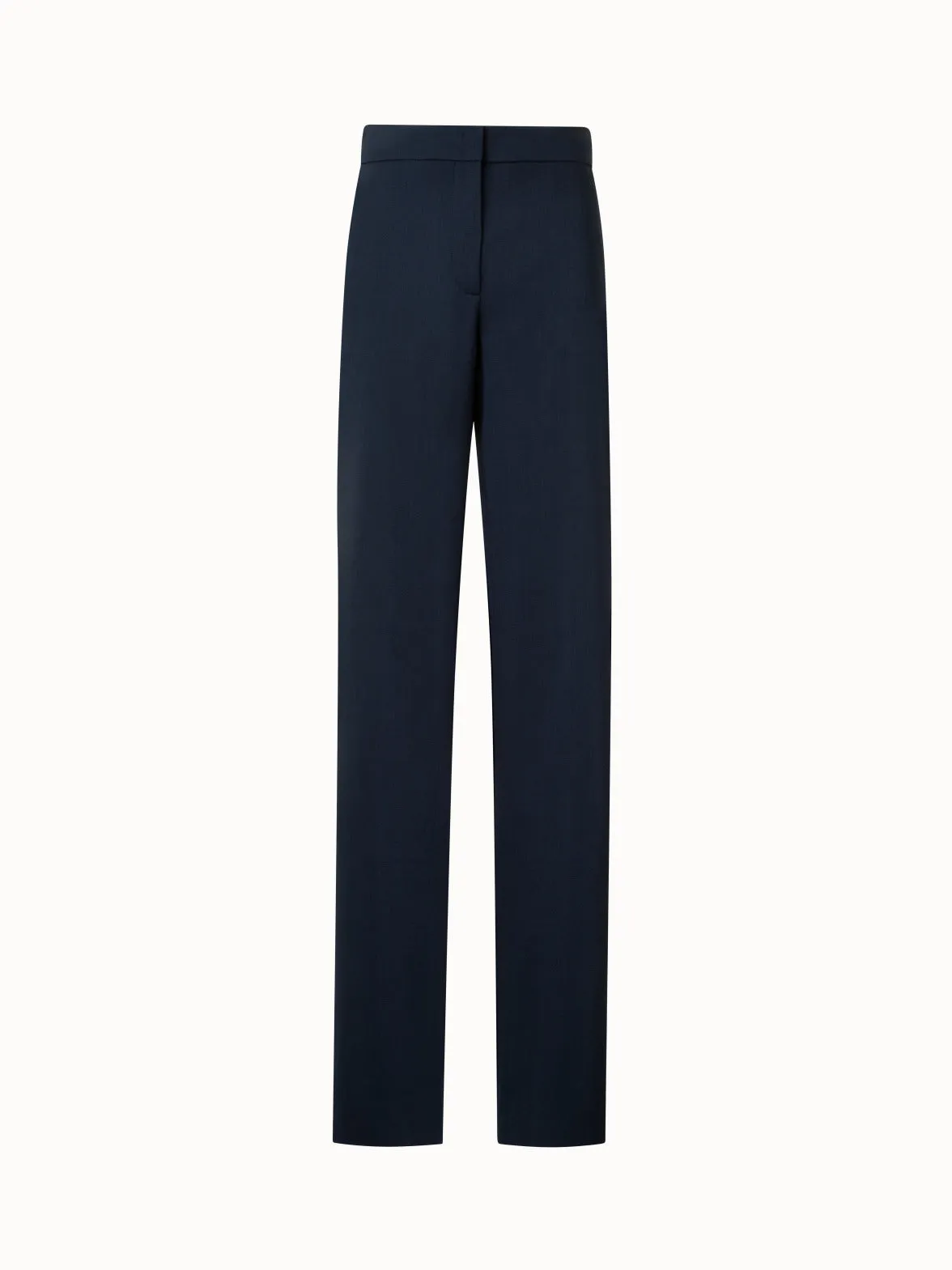 Wide Straight Cool Wool Pants with Elastic Waist