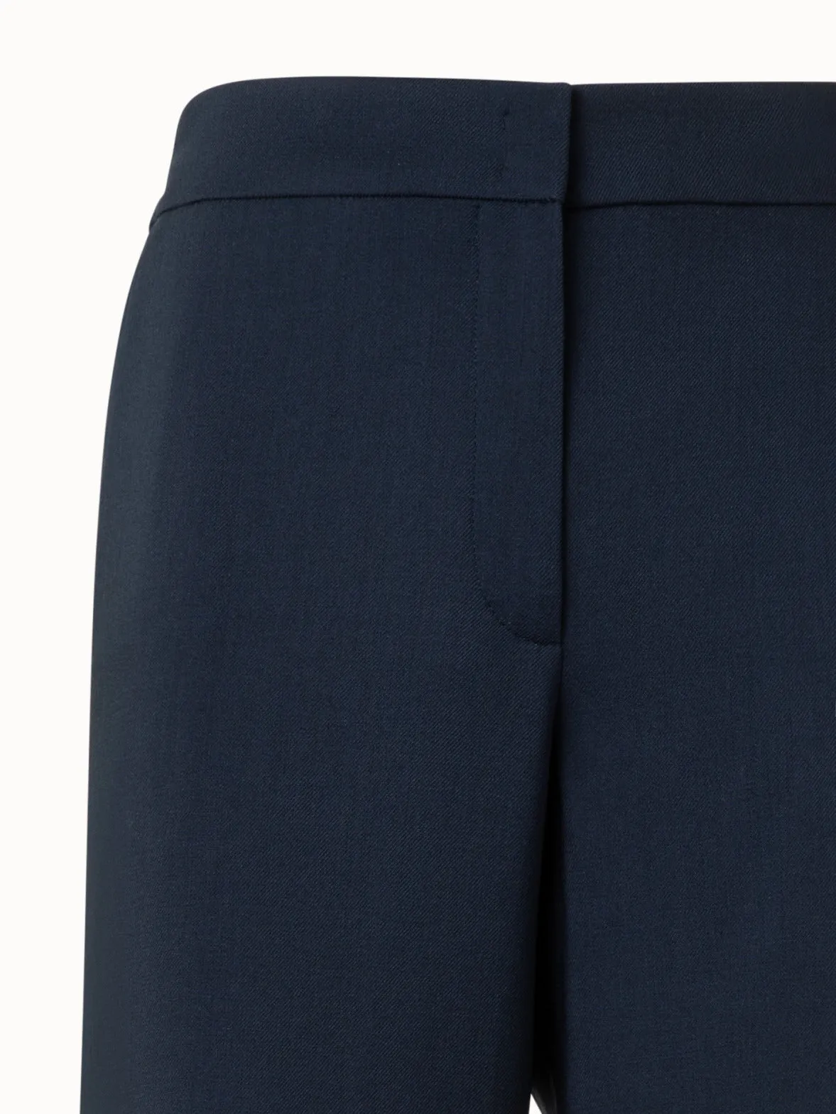 Wide Straight Cool Wool Pants with Elastic Waist