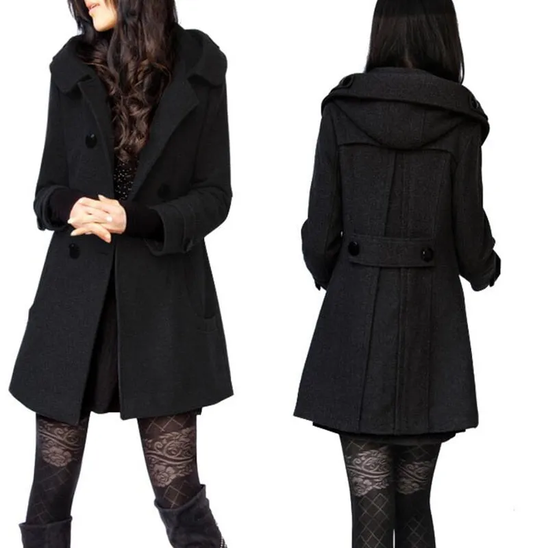 Winter Hooded Chic Woolen Coats
