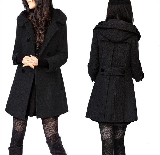 Winter Hooded Chic Woolen Coats