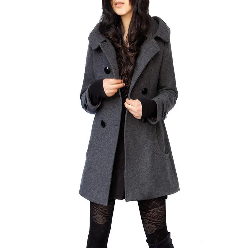 Winter Hooded Chic Woolen Coats