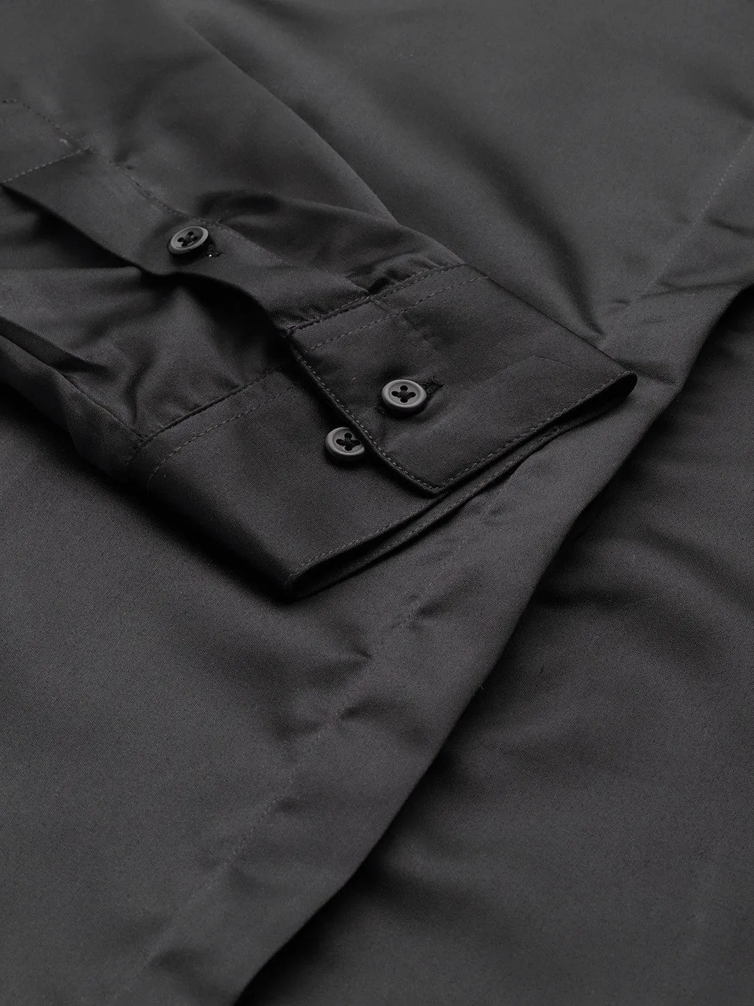 Women Black Solid Satin Formal Shirt