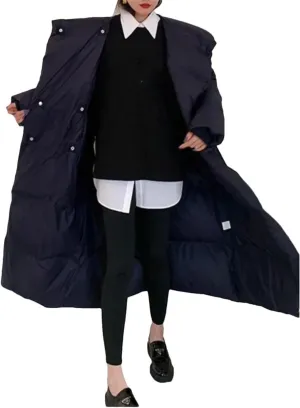 Women Cotton-Padded Coat Big Lapel Bandage Design Thick Long Overcoat Jacket as picture1 XL