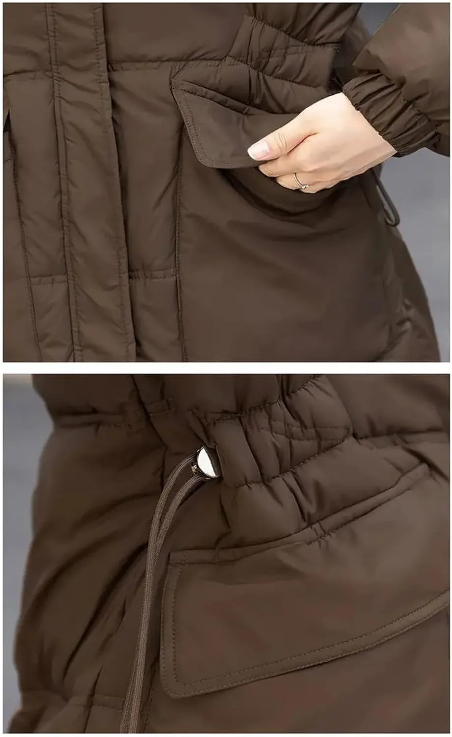 Women Down Cotton Jacket Winter Parkas Casual Hooded Mid-Length Padded Clothes Coat