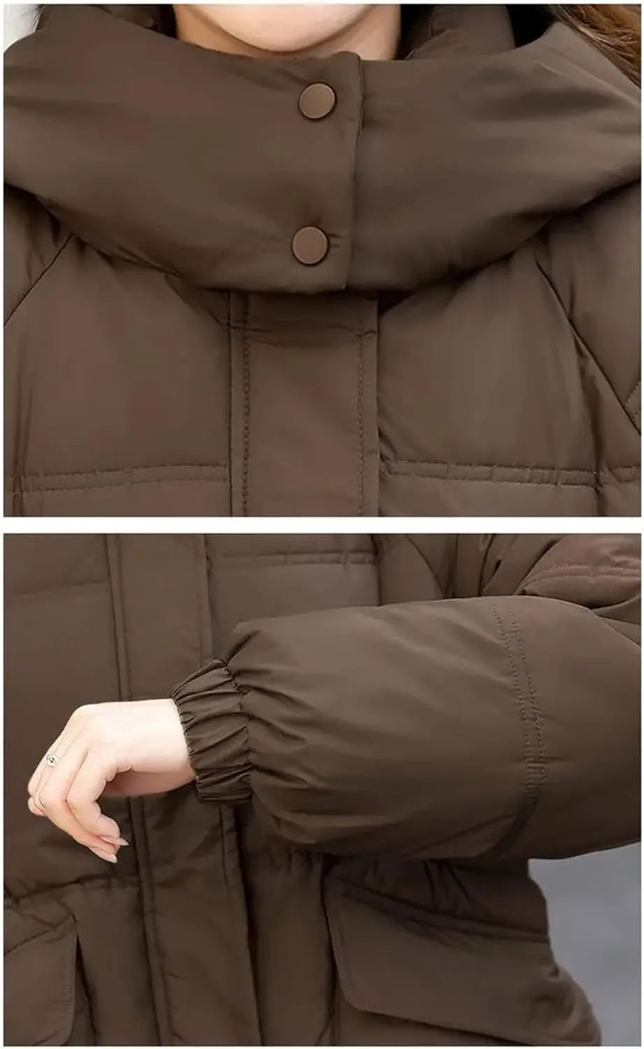 Women Down Cotton Jacket Winter Parkas Casual Hooded Mid-Length Padded Clothes Coat
