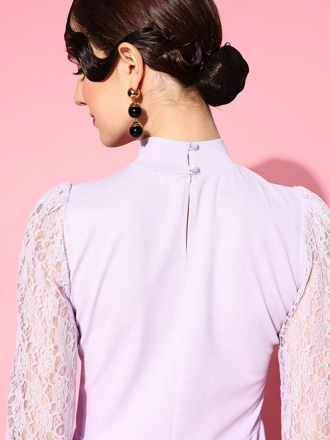 Women Elegant Lavender Solid Roman Column Dress