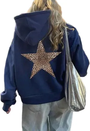Women Oversized Graphic Hoodie Y2k Teen Girls Preppy Sweatshirt Long Sleeve Hooded Pullover Top Loose Aesthetic