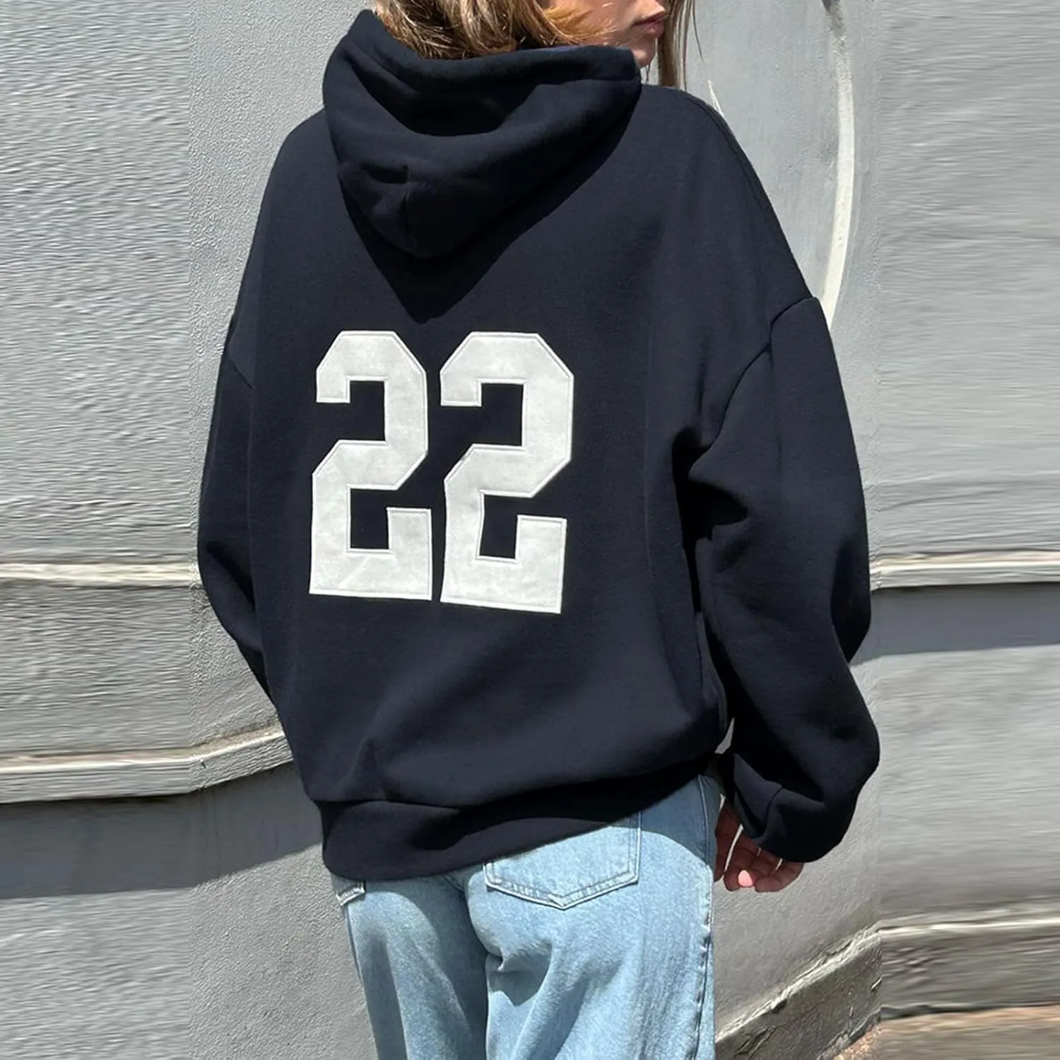 Women Oversized Graphic Hoodie Y2k Teen Girls Preppy Sweatshirt Long Sleeve Hooded Pullover Top Loose Aesthetic