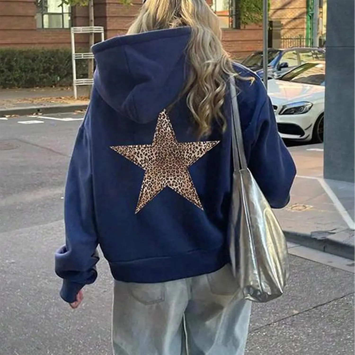 Women Oversized Graphic Hoodie Y2k Teen Girls Preppy Sweatshirt Long Sleeve Hooded Pullover Top Loose Aesthetic