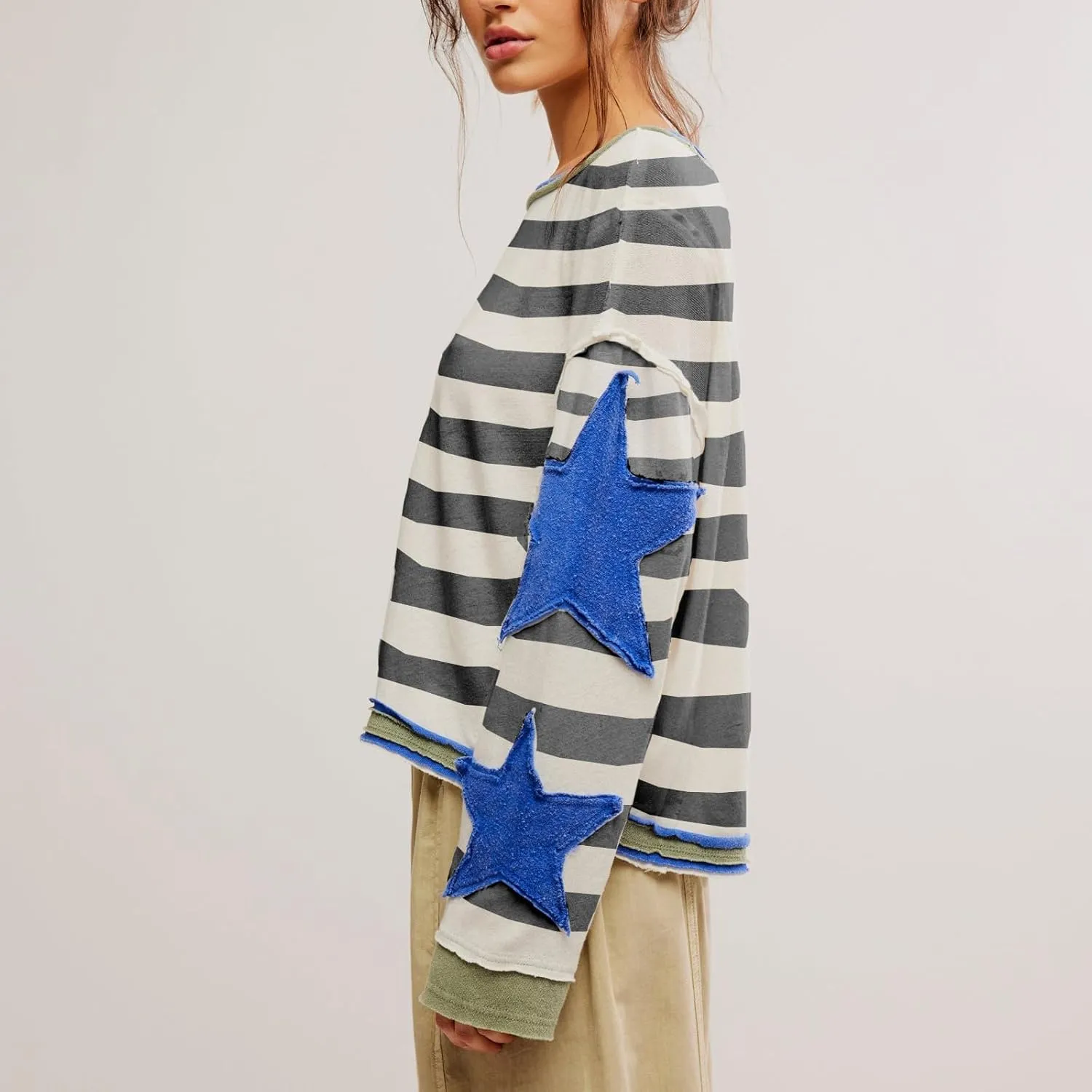 Women Oversized Graphic Sweatshirt Y2k Long Sleeve Vintage Crewneck Shirt Top Drop Shoulder Sweater Pullover