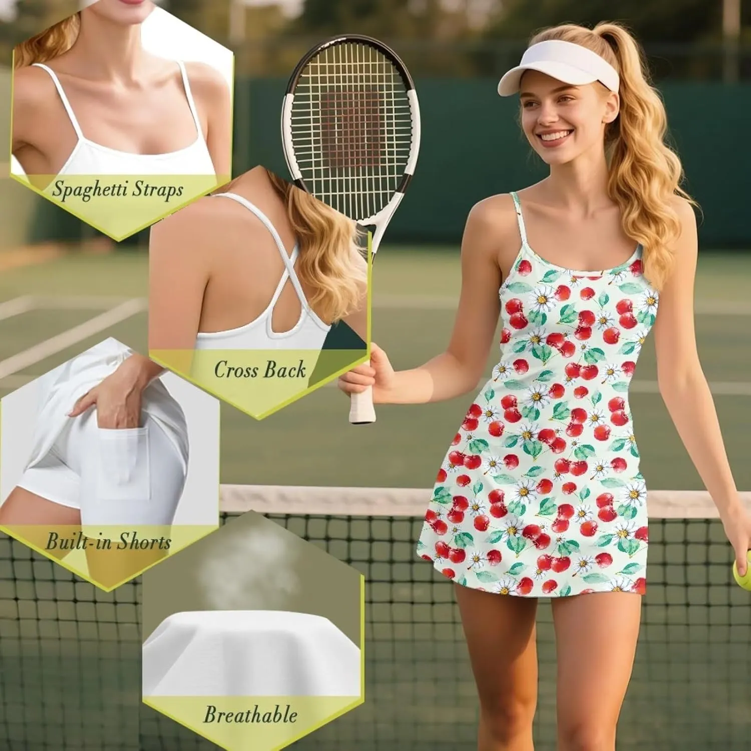 Women Sport Dress Set 2 in 1 Summer Golf Tennis Athletic Activewear Outfits with Built in Short XS-XXL