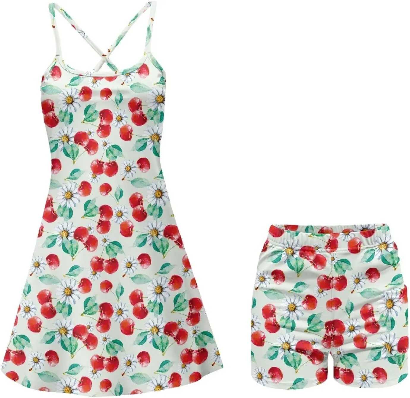 Women Sport Dress Set 2 in 1 Summer Golf Tennis Athletic Activewear Outfits with Built in Short XS-XXL