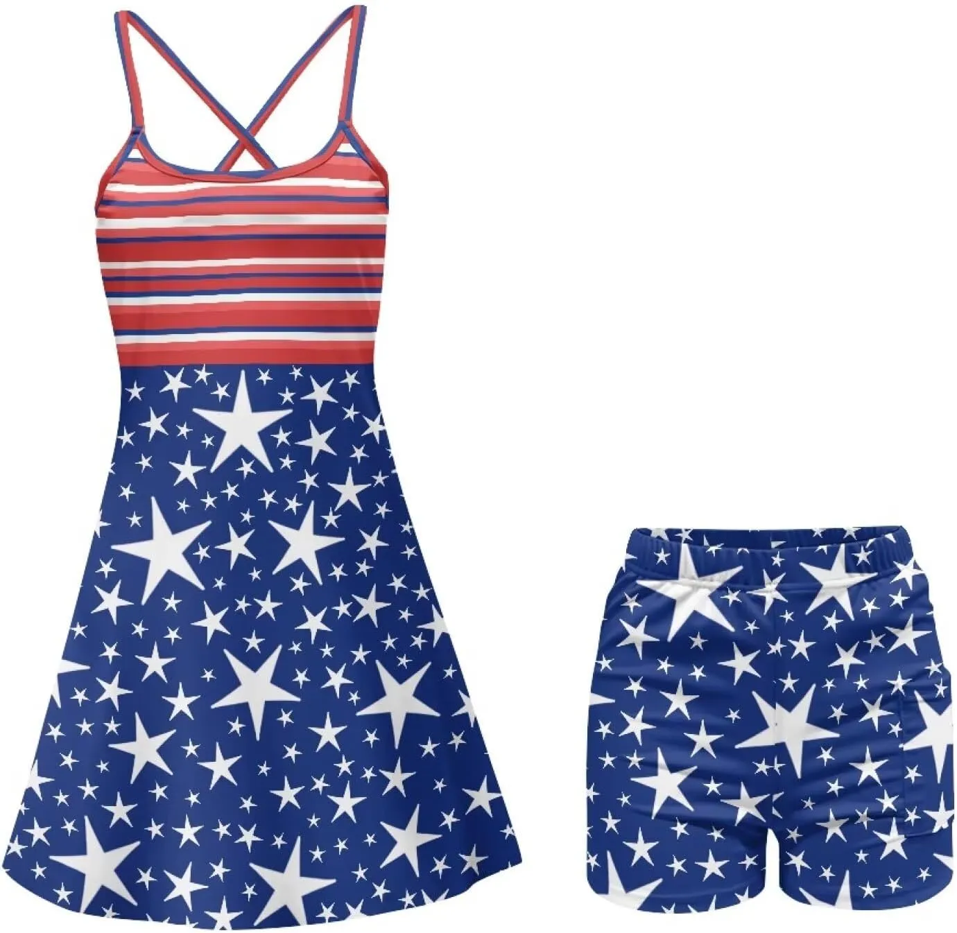 Women Sport Dress Set 2 in 1 Summer Golf Tennis Athletic Activewear Outfits with Built in Short XS-XXL