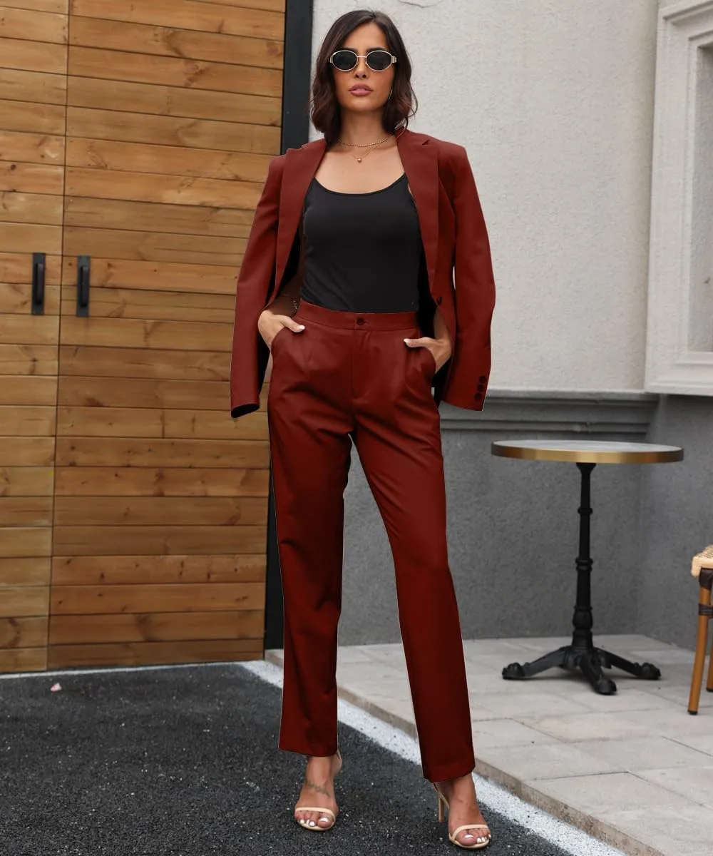 Women's 2 Piece Suit One Button Slim Fit Dressy Blazer Pants Suit Set Business Casual Outfits for Women