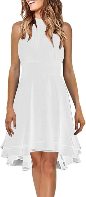 Women's Cocktail Dresses Sexy Elegant Trendy Solid Color Cold Shoulder Prom Party Midi Dress, S-5XL