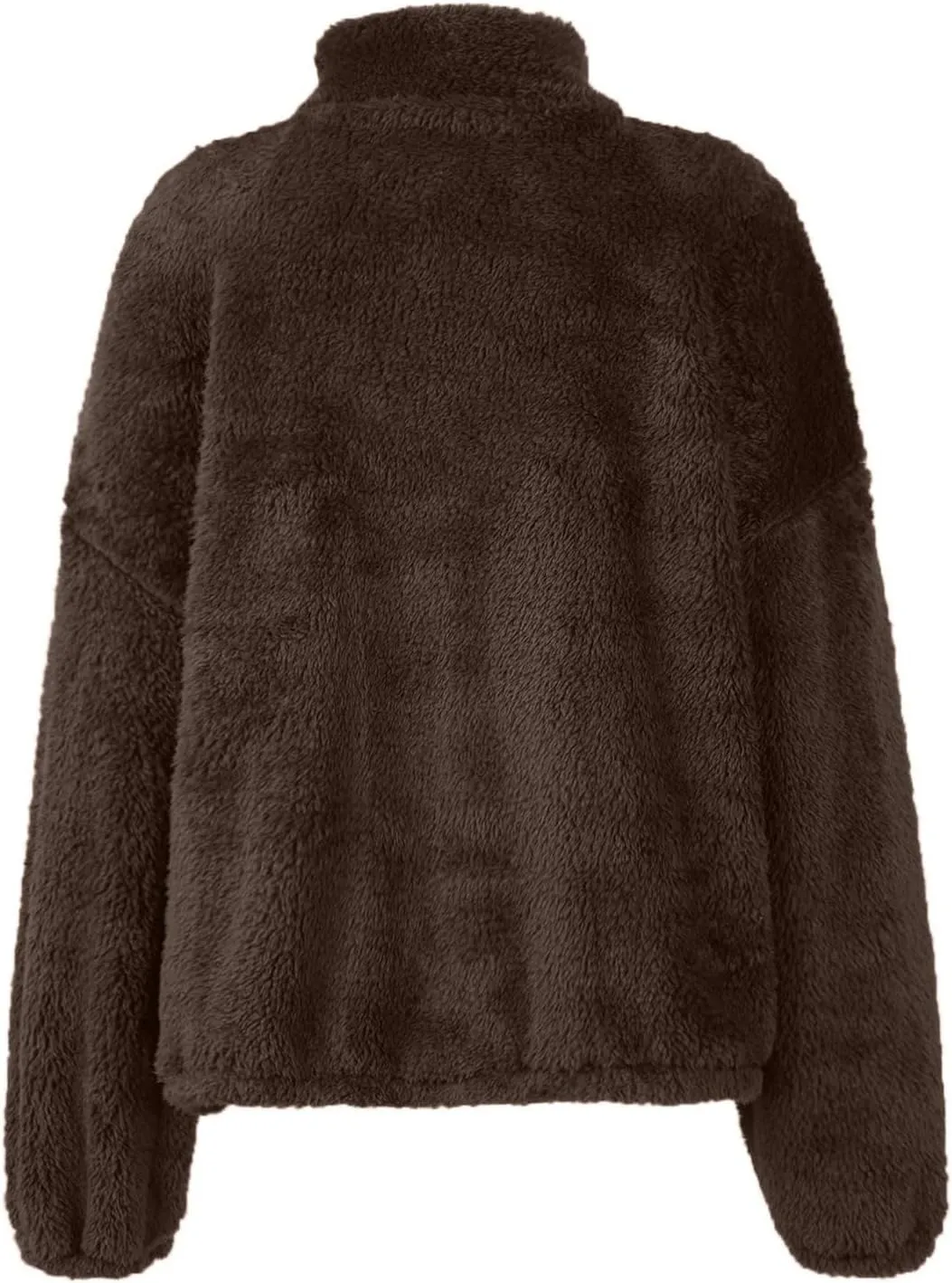 Womens Half Zip Sweatshirt Sherpa Hoodie Quarter Zip Pullover Fuzzy Sweater with Pocket Comfy Warm Winter Clothes