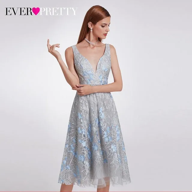 Women's Knee-Length Elegant Double V-Neck Long Dress
